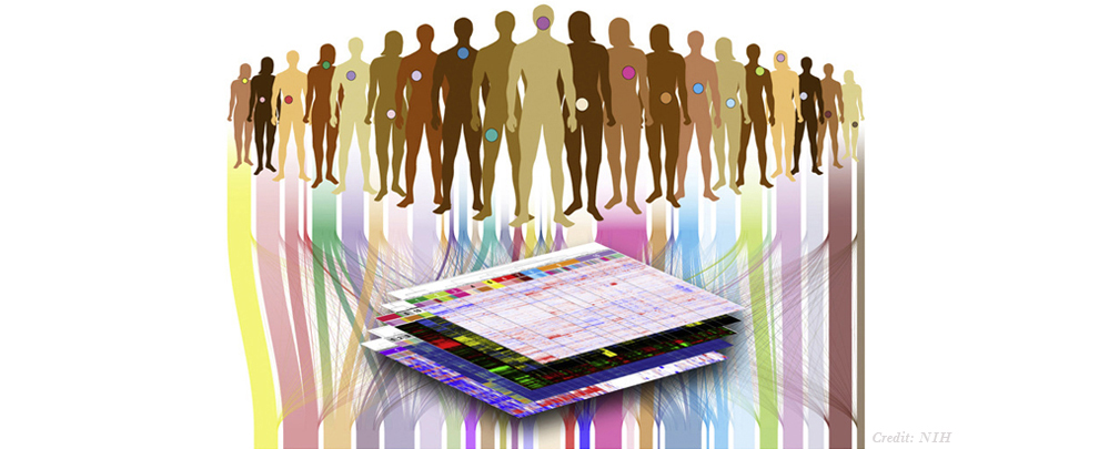 Illustration representing a genome browser and its impact on different kinds of people.